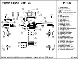 Toyota Sienna 11 12 with Navigation System Digital A C Dash Kit Trim TYT 68C