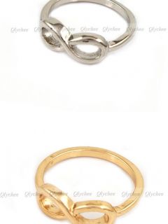 Fashion Punk Simple Style Metal Infinite Infinity Sign Ring Size 6 E