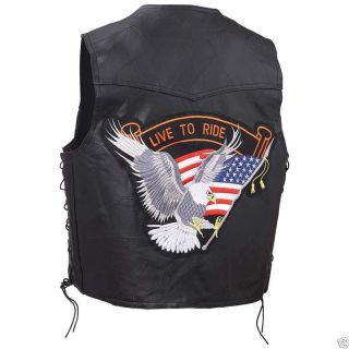 Mens Leather Vest with Large Eagle Motorcycle Gear Biker Vest Biker Accessories