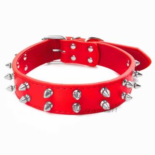1 2inch Wide Red Spiked Studded Leather Dog Collars Cute 20" 22" Length Collar