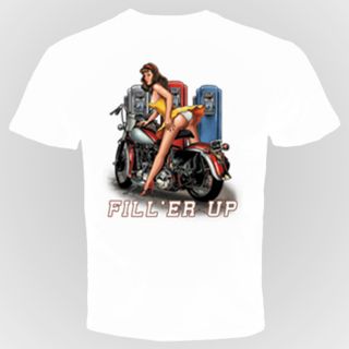 Fill'ER Up Funny Biker T Shirt Sexy Woman Sex Chopper Rude Motorcycle Hot Ass