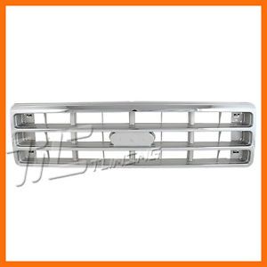 1987 1988 Ford F150 F250 F350 Bronco Chrome Frame Silver Bar Grille Assembly