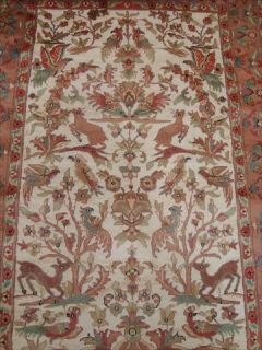 Live Peace Birds Deer Tree of Life Hand Knotted Rug Wool Silk Carpet 6x4 RARE