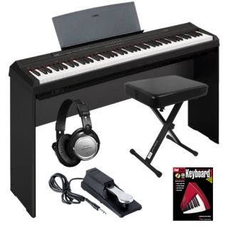 Yamaha P 105B 88 Key Digital Piano Black Home Essentials Bundle