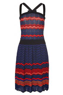 Dark Blue/Red/Black Zigzag Knit Dress by M MISSONI
