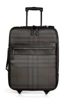 Chocolate Smoked Check Carry On Suitcase by BURBERRY LONDON