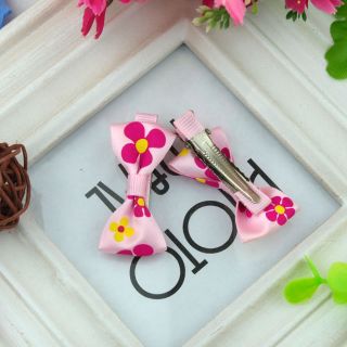 2pcs 1pair Lovely Cute Flower Handmade Baby Girl Toddler Bow Hairclips 077