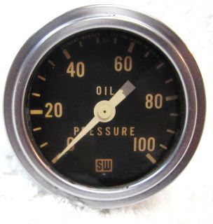 Vintage Stewart Warner 100 PSI Oil Pressure Gauge Big Logo C 1957 2 1 4"