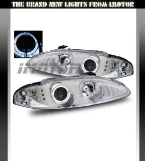 95 96 Mitsubishi Eclipse Talon RS GS Halo Ring Projector Chrome Headlights Lamps
