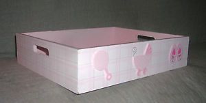 Baby Pink Wood Storage Bin Container Box Nursery Decor Decorative