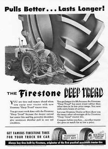 1955 Firestone Deep Tread Tires on Case Farm Tractor Ad