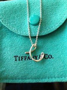 Tiffany Co Sterling Silver Elsa Peretti Letter C Pendant Initial Necklace