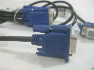 Lot of 2 Dell Monitor VGA Cables Blue with Black Cords New Duo Pair Adapters WOW