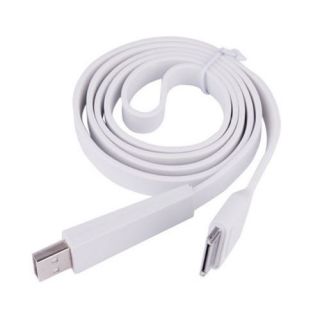 White Flat Noodle USB Charger Sync Cable Cord for Apple iPhone 4S 4G 3GS 3G
