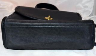 Vintage Coach Thick Black Leather Shoulder Bag Handbag Detachable Strap USA