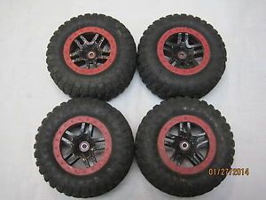 4 Traxxas Slash 4x4 Red Wheels and Tires Vintage Collectable Original