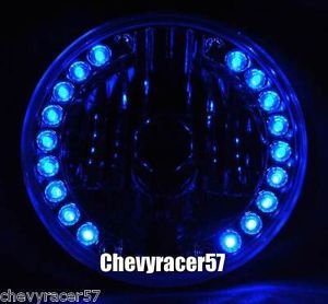 7" Halogen Motorcycle Blue LED Halo Ring Light Bulb Crystal Headlight for Harley
