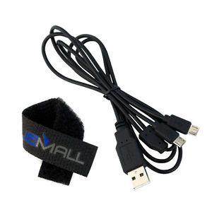 Black USB to Dual Micro USB Splitter Cable Gift Cable Tie