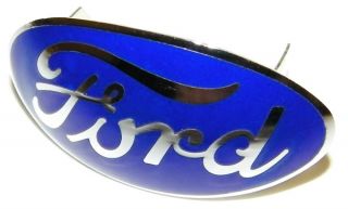 1935 36 Ford Script Radiator Grill Shell Emblem Blue Oval Hot Rat Rod Vtg Style