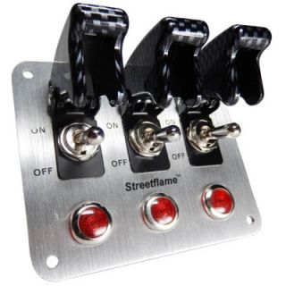 3 Toggle Switch LED Nitrous Activate Panel Carbon Safety Covers Aircraft 12 Volt