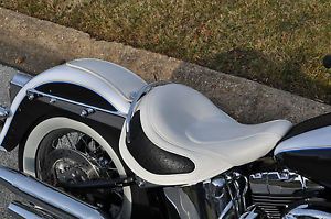 Harley Davidson Softail Deluxe White Solo Seat and Fender Bib