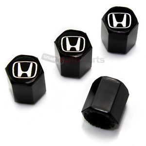 4 Honda Silver H Logo Black Tire Wheel Air Pressure Stem Valve Caps Covers