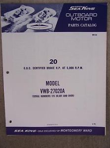 1971 Wards Sea King Outboard Motor Parts Manual 20 HP Model VWB 27020A H