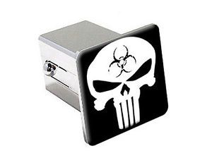 Death Skull Biohazard Symbol 2" Chrome Tow Trailer Hitch Cover Plug Insert