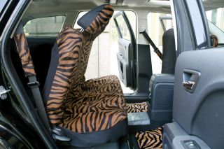 21pc Orange Zebra Print Car Seat Covers Full Set Floor Mats Wheel Belt Pad Head