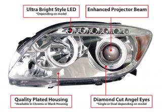 2004 2007 Ford F150 LED Halo Projector Headlights Black