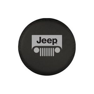 Sparecover® Brawny Series Jeep® Classic 30 Logo Black Denimvinyl Tire Cover