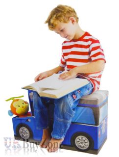 New Kids Childrens Storage Seat Stool Toy Books Box Chest Train Fire Engine Bus