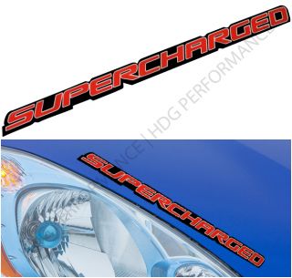 Pair of Supercharged Engine Red Sticker Decal Bumper Emblem Fender Badge