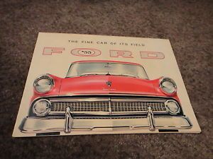 1955 Ford Car Original Sales Brochure Fold Out Poster