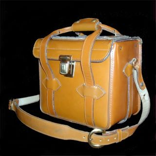 Vintage Leather Camera Travel Bag Case Suitcase Straps