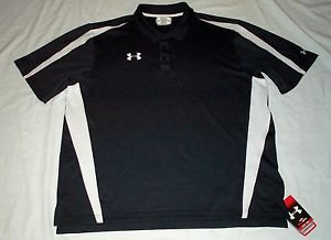 Under Armour Heat Gear Black UPF 30 Odor Control Polo Golf Shirt Men XL