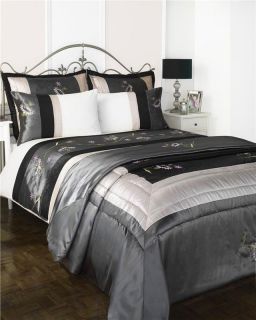 Black White Grey Patterned King Size Duvet Quilt Cover Bed Set