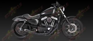 04 12 Harley XL Sportster V H RSD Slant 2 1 Full Exhaust System Carbon Ops