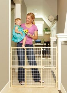 North States Extra Wide Tall Pressure Mount Wood Wire Mesh Dog Pet Gate NS4615