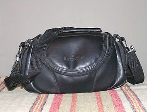 Vintage Samsonite Black Vinyl Leather Camera Shoulder Bag Tote Carry on Case