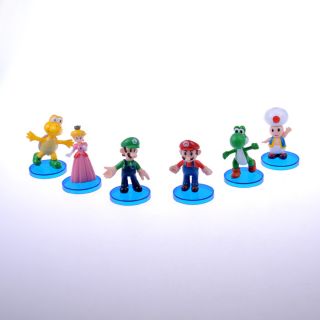 B Super Mario Bros Plastic Figure Doll Toy Set 6 Pcs