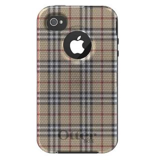 Custom Otterbox Defender Series Apple iPhone 4 4S Case Red Tan Beige Black Plaid