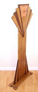 Art Deco Fan Long Case Grandfather Clock Oak Walnut Copper Hand Made in USA