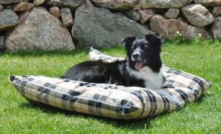 KH Mfg Recycled Indoor Outdoor Single Seam Dog Pet Bed Large Tan Plaid