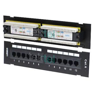 Cat6 UTP 12 Port Network Mini Patch Panel 110 with Surface Wall Mount Bracket