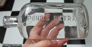 Circa 1910 Big Clear Glass Ponds Extract Bottle Embossed Name 1848 on Bottom