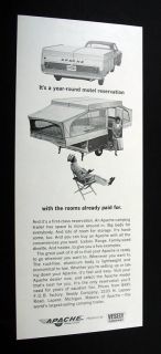 Apache Camping Trailer Pop Up camper 1967 Print Ad