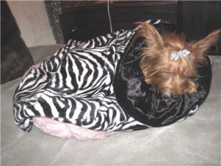 Zebra Black Faux Fur Cuddle Snuggle Blanket Dog Cat Pet Bed