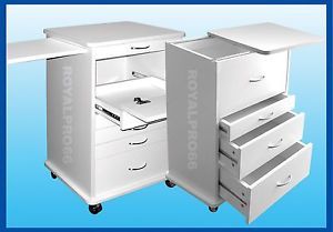2 Medical Dental Equipment Mobile Cabinet Carts White Mix Match