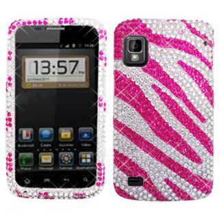 Pink Zebra Bling Hard Case Cover for Boost Mobile ZTE Warp N860 Accessory